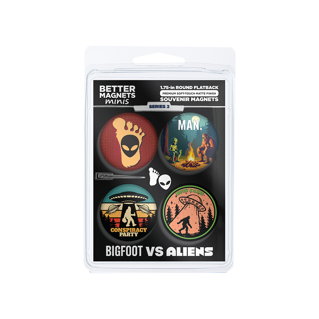 Bigfoot vs Alien Magnets Series 3 | 4-Pack