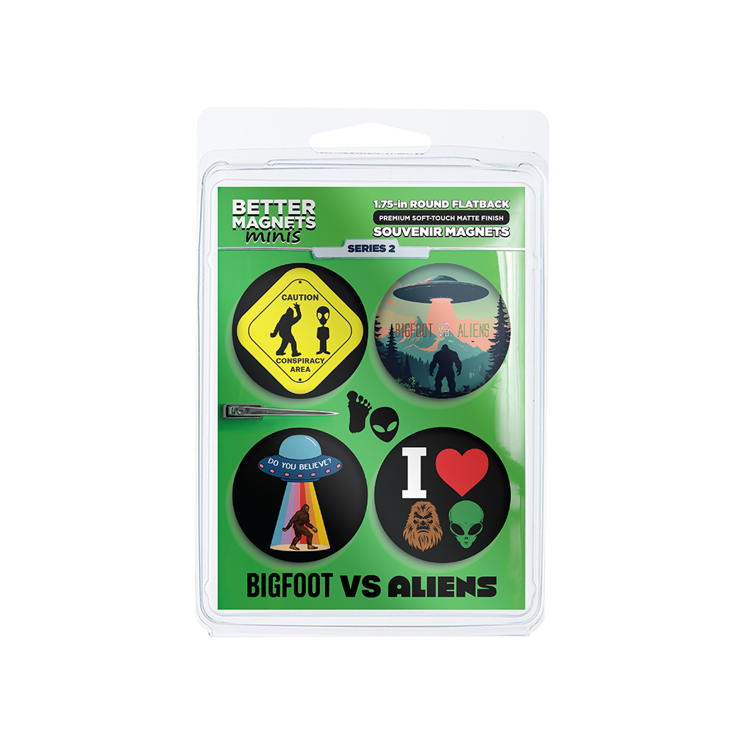 Bigfoot vs Alien Magnets Series 2 | 4-Pack