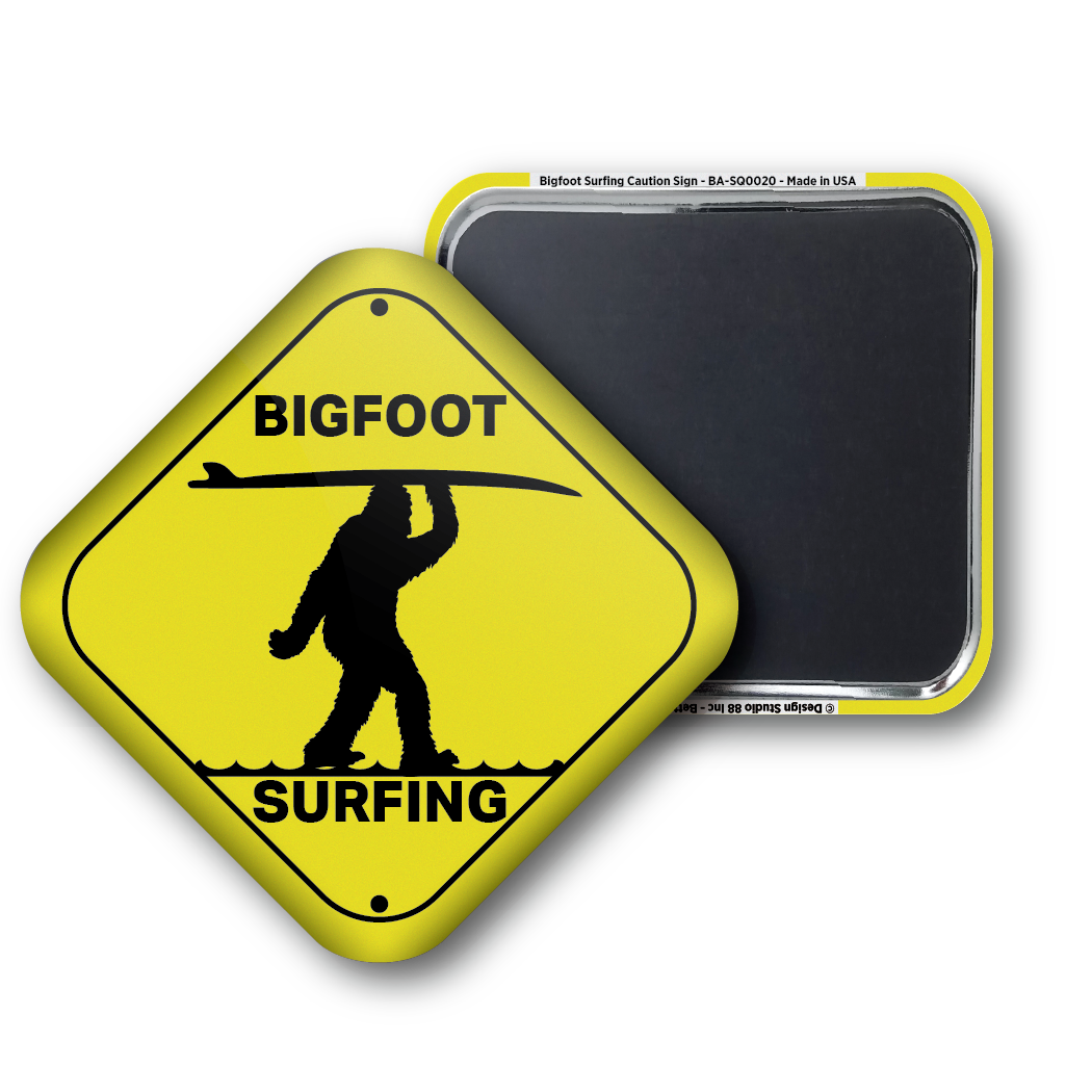 Bigfoot Surfing Caution Sign