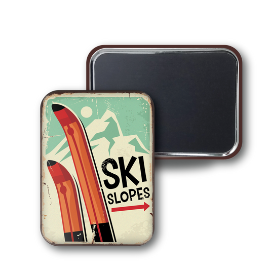 Ski Slopes Retro Sign