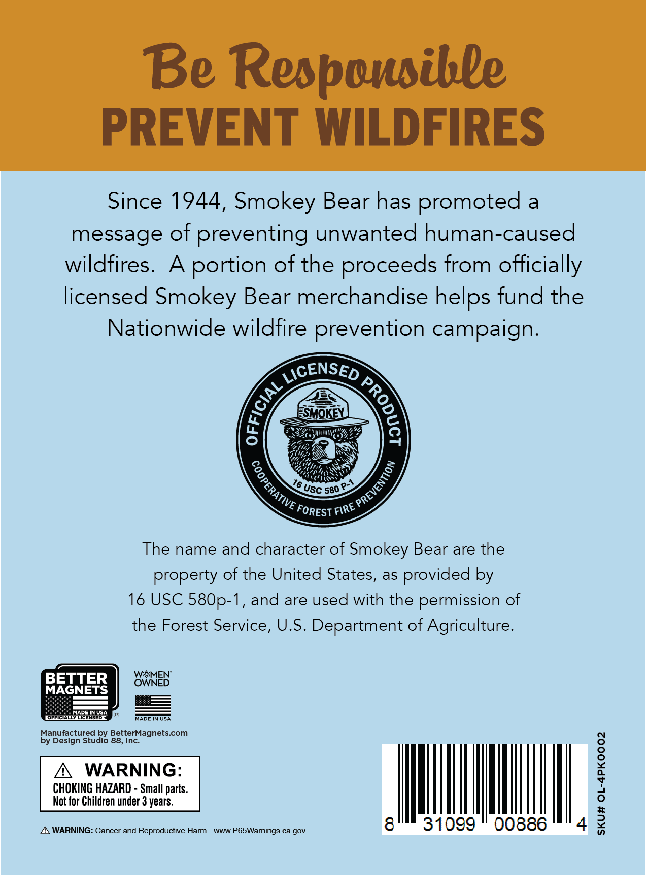Smokey Bear 1.75-in Round Better Minis 4-Pack | Series 2 | Officially Licensed Smokey Bear